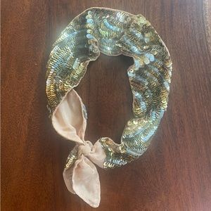 Mignonne Gavigan gold sequins necktie scarf necklace